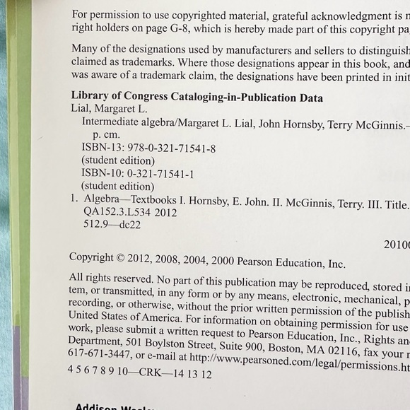 Intermediate Algebra 11th Edition. Lial • Hornsby • McGinnis. Hardcover - Picture 4 of 5